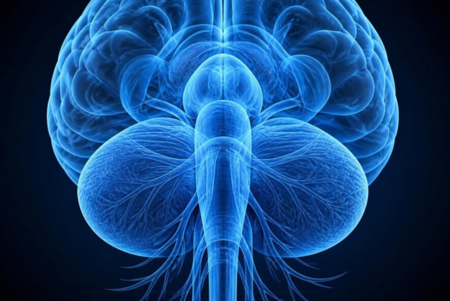Illustration of the cerebellum and brainstem