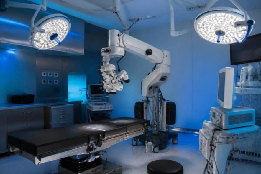 Neurosurgical operating theatre with a surgical microscope