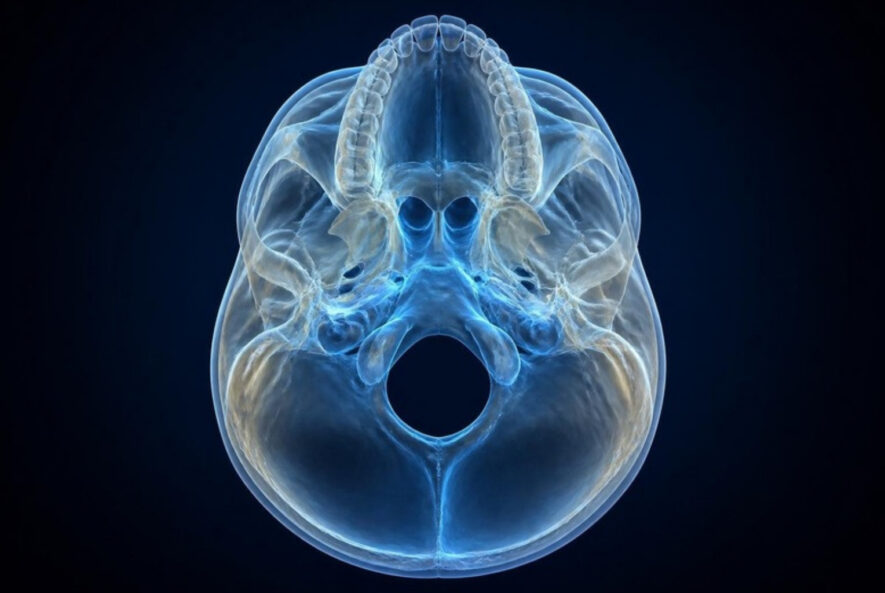 Illustration of the skull base seen from above
